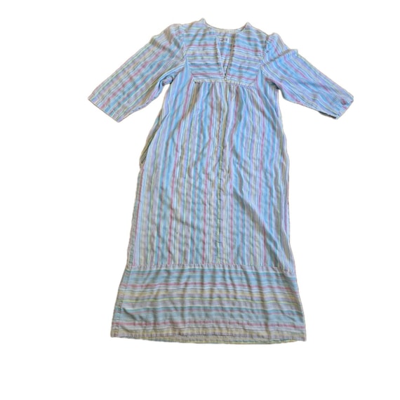Vintage 60s/70s Saybury Floor-Length Zip-Front Striped Dress Muumuu L housedress