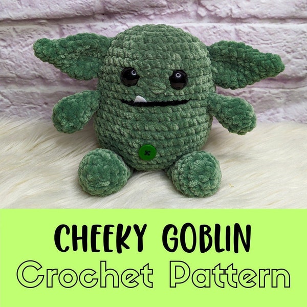 Simple Crochet Goblin Pattern, Beginner Friendly, Super Bulky Yarn Goblin Amigurumi, Cheeky Goblin Plushie Pattern, Yarn Goblin Pattern