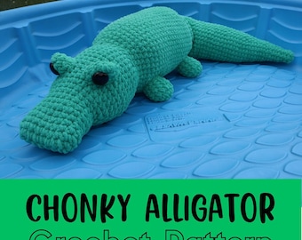 Simple Chonky Crochet Alligator Pattern, Beginner Friendly, Super Bulky Yarn Gator Amigurumi, Chonky Croc Plushie Pattern, Crocodile