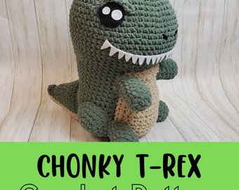 Simple Chonky Crochet T-Rex Pattern, Beginner Friendly, Super Bulky Yarn Tyrannosaurus Amigurumi, Chonky Tyrannosaur Plushie Pattern