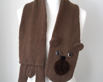 GetWoolly Big Bear stole / scarf / neck warmer soft, snuggly, soft brown, hand knitted original