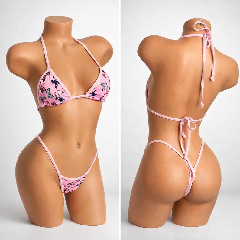 Butterfly G-stringMikro G-stringtrosa Extrem rosa, söt, flickig, badkläder, liten, mikro, nano-thongbikini bild 1