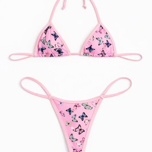 Butterfly G-stringMikro G-stringtrosa Extrem rosa, söt, flickig, badkläder, liten, mikro, nano-thongbikini bild 3