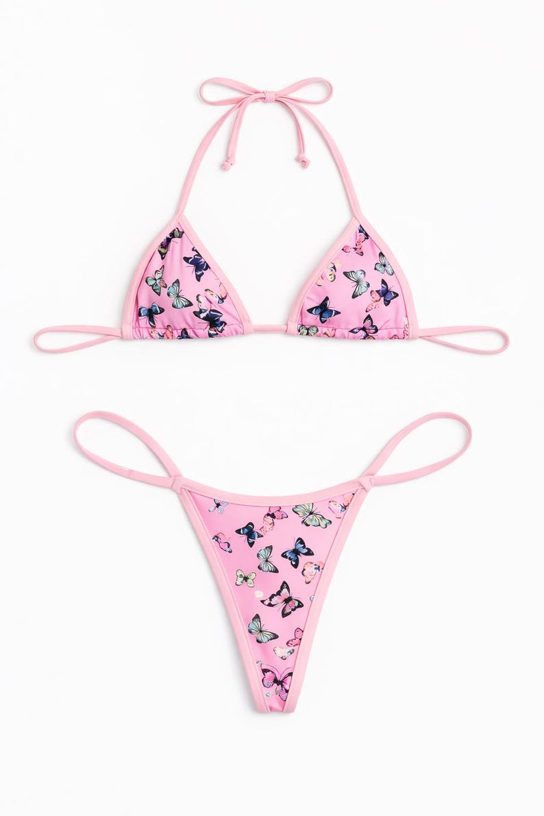 Butterfly G-stringMikro G-stringtrosa Extrem rosa, söt, flickig, badkläder, liten, mikro, nano-thongbikini bild 3