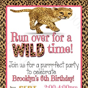 Wild Time Cheetah Personalized Party Invitation (Printable Digital File)