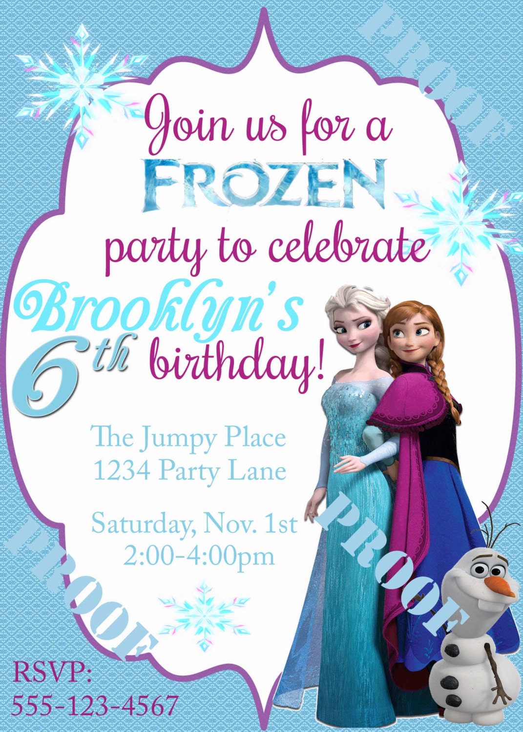 Elsa and Anna Frozen Party Invitation printable Digital File | Etsy