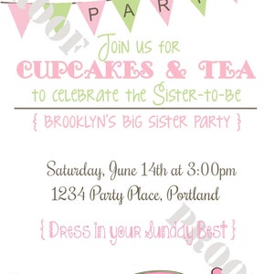 Big Sister Tea Party Personalized Party Invitation (Printable Digital File)