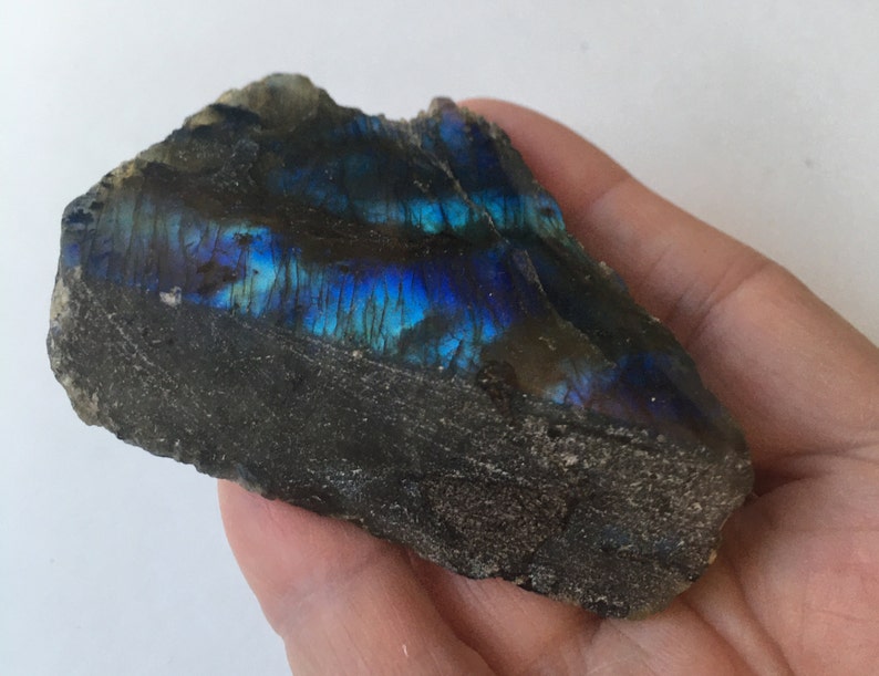 Naturally Rough on the Other 2.5 x 2 Labradorite Slab Polished on One Side