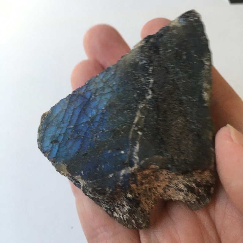 Naturally Rough on the Other 2.5 x 2 Labradorite Slab Polished on One Side