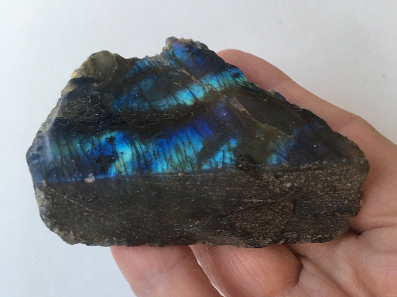 Naturally Rough on the Other 2.5 x 2 Labradorite Slab Polished on One Side