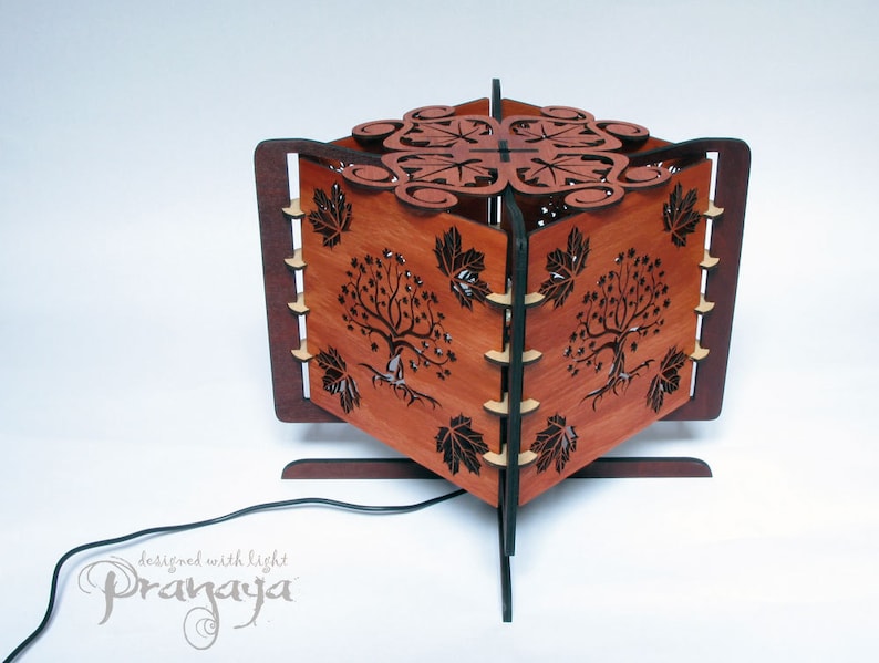 projects silhouette on the wall Decorative wood lasercut maple tree shadow lamp shadow art