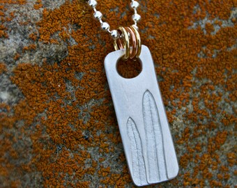 Liatris Necklace, leaf necklace, dotted gayfeather, wildflower necklace, nature necklace, silver charm necklace, PMC jewelry, nature jewelry