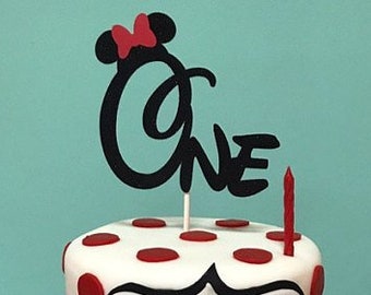 Minnie Mouse Cake Topper Pink And Black Cake Topper Banner Etsy