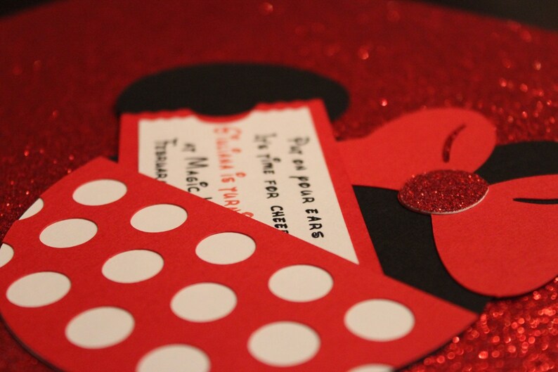 10 Minnie Mouse Birthday Party Invitations Customized Minnie Pocket Party Invite Disney World Birthday Invitation Mickey Mouse Decorations