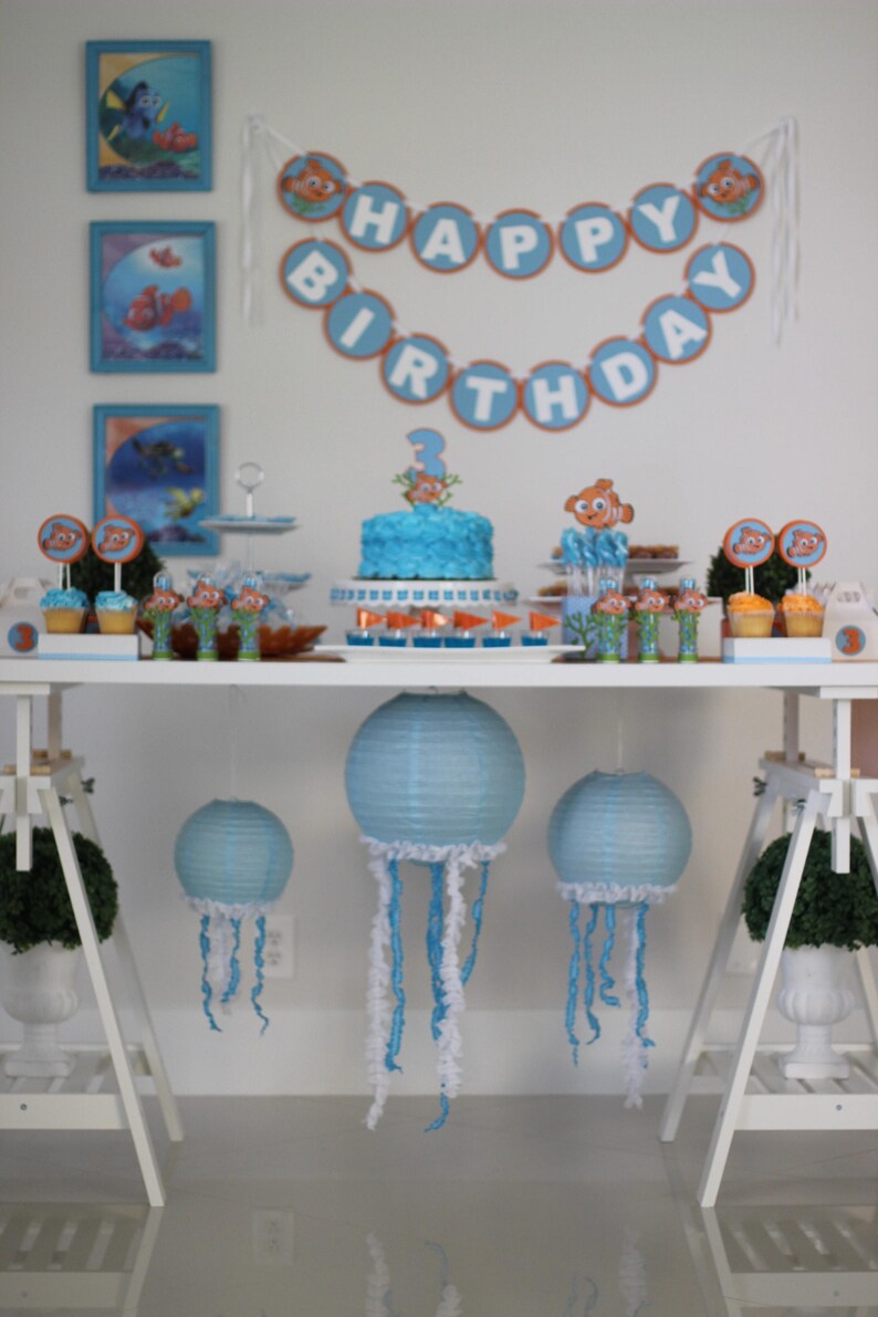 Finding Nemo Happy Birthday Banner Nemo Birthday Decor Under Etsy