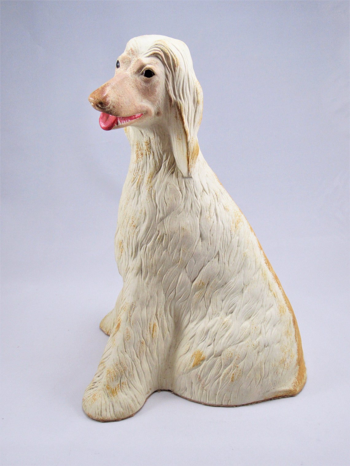 AFGHAN LARGE DOG Large Ceramic Statue Hand Painted in Tan Etsy