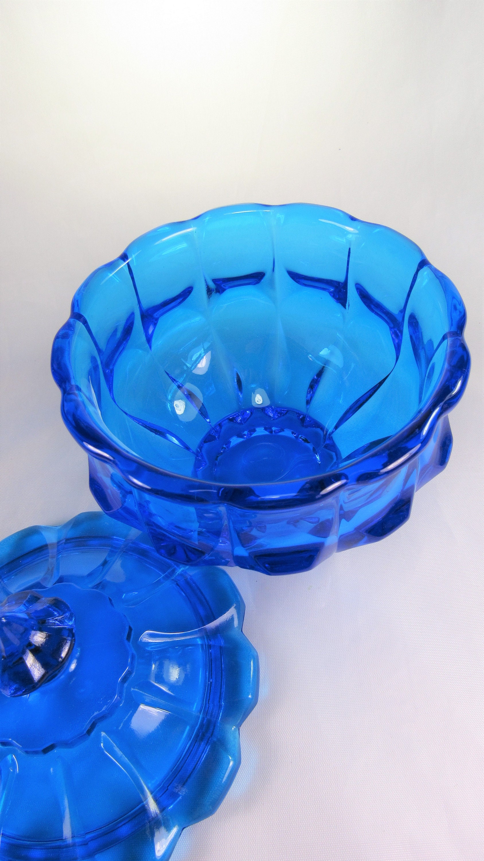 Fenton VALENCIA CANDY DISH with Top 1970's Colonial Blue Etsy