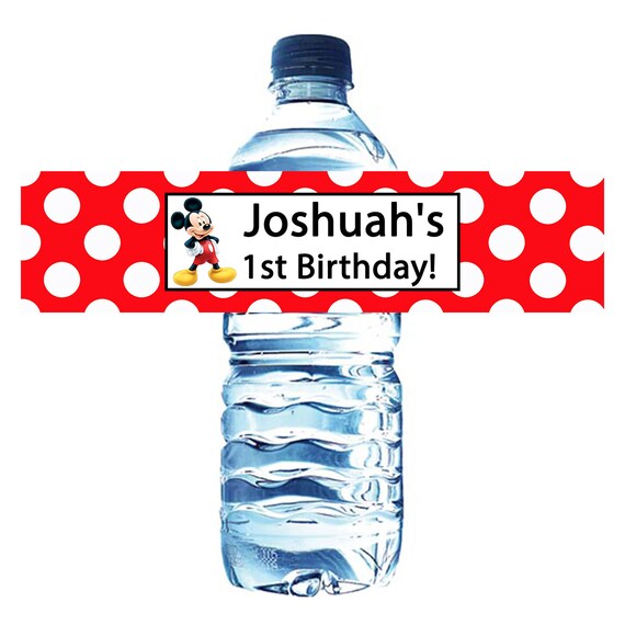 Items similar to Mickey Mouse Printable Personalized Water Bottle ...