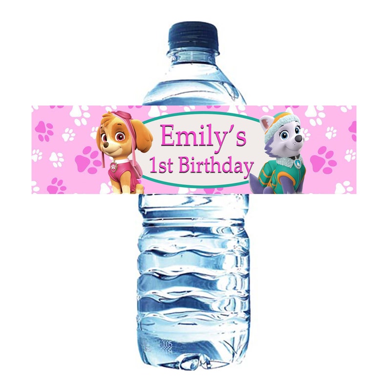 paw patrol printable personalized water bottle labels digital etsy