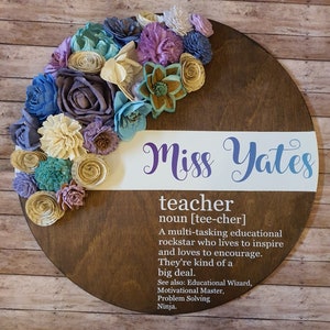Teacher Definition Wood Round Sign