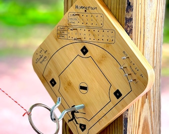 Oversized Baseball Hook and Ring Game and Ring Toss Game with Real Baseball Rules (with temporary and permanent install)