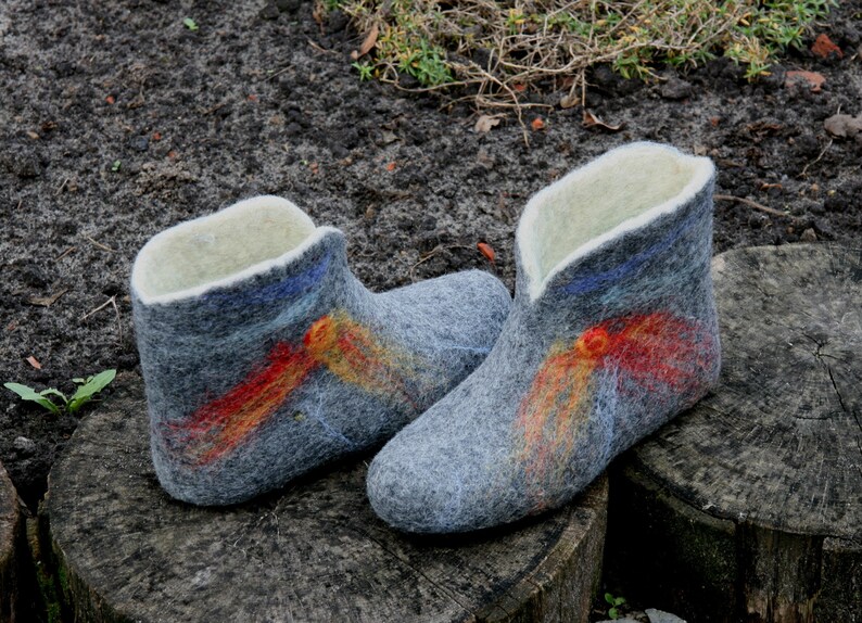 Felted Wool Slipper Boots Organic Wool Felt Boots Boiled Etsy