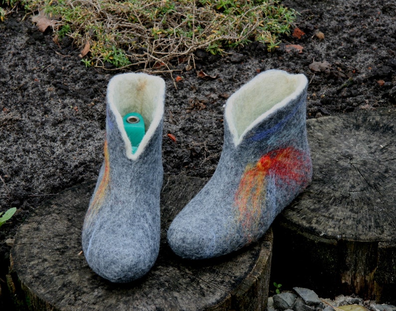Felted Wool Slipper Boots Organic Wool Felt Boots Boiled Etsy