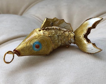 BUTW cloisonne articulated fish enameled 4048A