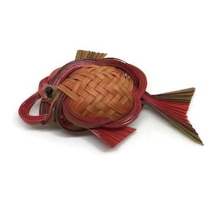 Red Woven Handcrafted Fish Fashion Brooch- Fish Shaped Brooch- Vintage Costume Jewelry- Fun Fish Pin