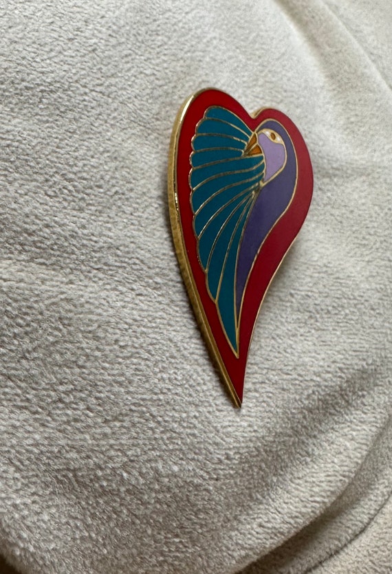 Laurel Burch "Dove Heart" Pin Brooch Vintage Laur… - image 3