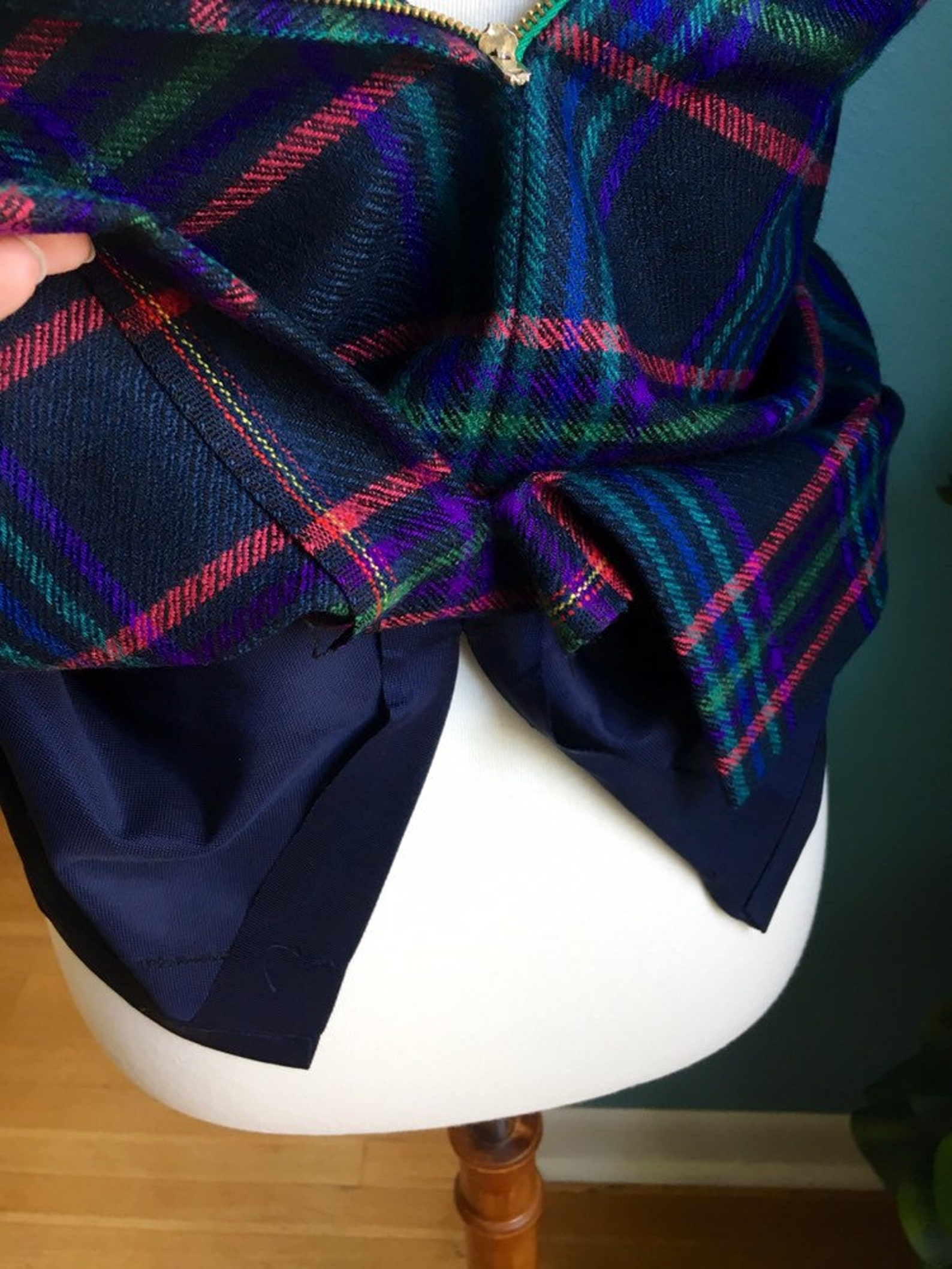 Lila blau grün karierte Wolle Tartan Bleistift rock Vintage | Etsy