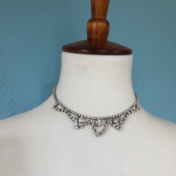 Vintage Rhinestone Choker Necklace, Icy Jewelry, … - image 1