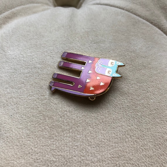 Colorful Cat Laurel Burch Brooch, Huge Pin Signed… - image 5