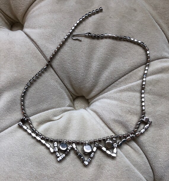 Vintage Rhinestone Choker Necklace, Icy Jewelry, … - image 9