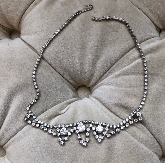 Vintage Rhinestone Choker Necklace, Icy Jewelry, … - image 8
