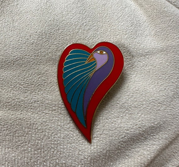 Laurel Burch "Dove Heart" Pin Brooch Vintage Laur… - image 2