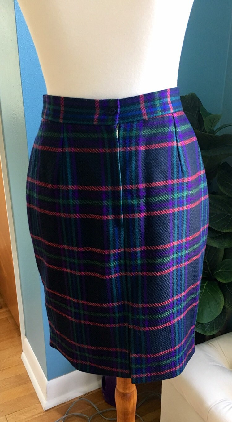 Lila blau grün karierte Wolle Tartan Bleistift rock Vintage | Etsy