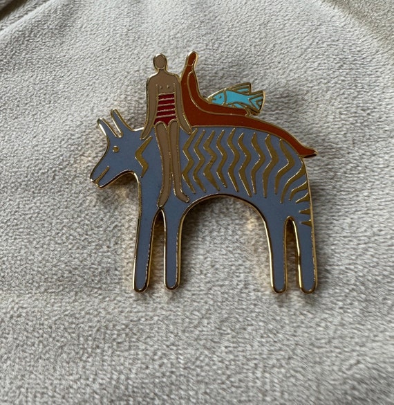 Laurel Burch "Fantasy Friends" Brooch Pin Zebra La