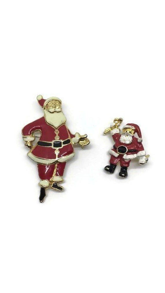 Santa Claus Christmas Enamel Vintage Pins Brooche… - image 1