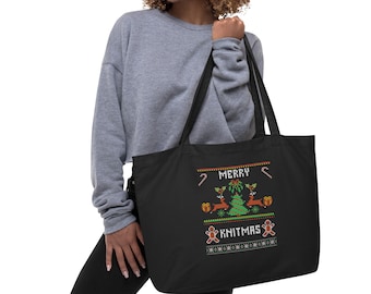 Merry Knitmas - Large Organic Tote Bag