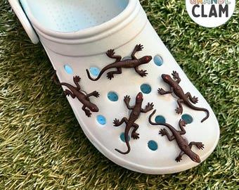One Handmade Black Lizard Shoe Charm | Reptile Accessory | Nature Gift