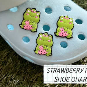 ONE Strawberry Frog Shoe Charm // Handmade // Unique // Cottage Core // Animal // Kawaii