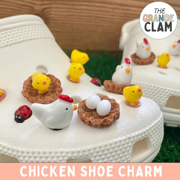 ONE Chicken, Chick or Nest Shoe Charm // Handmade // Unique // Farm Animal // Baby Chick