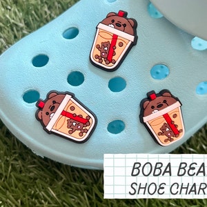 ONE Boba Bear Drink Shoe Charm // Handmade // Unique // Cottage Core // Cute // Kawaii