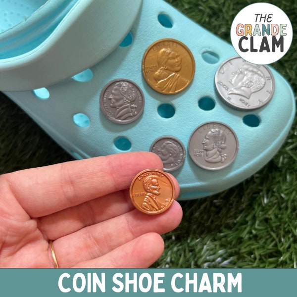 ONE Coin Penny Nickel Shoe Charm // Handmade // Unique // Money // Cute // Cash