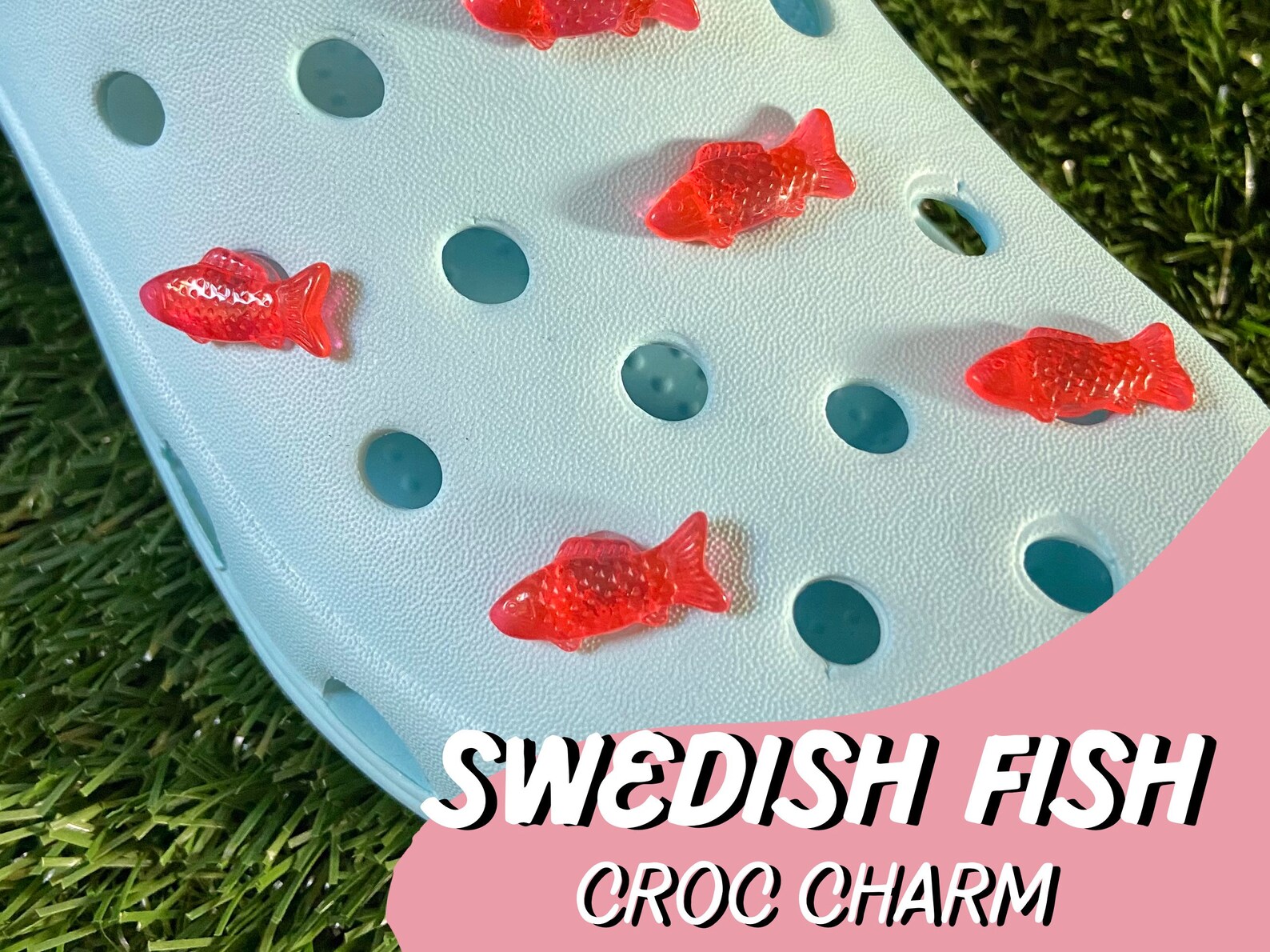 Swedish Fish Croc Shoe Charm // Handmade // Unique // Candy // Etsy