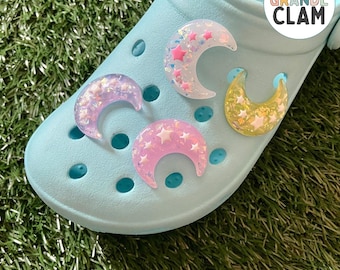 One Handmade Crescent Moon Shoe Charm | Celestial Theme Charm