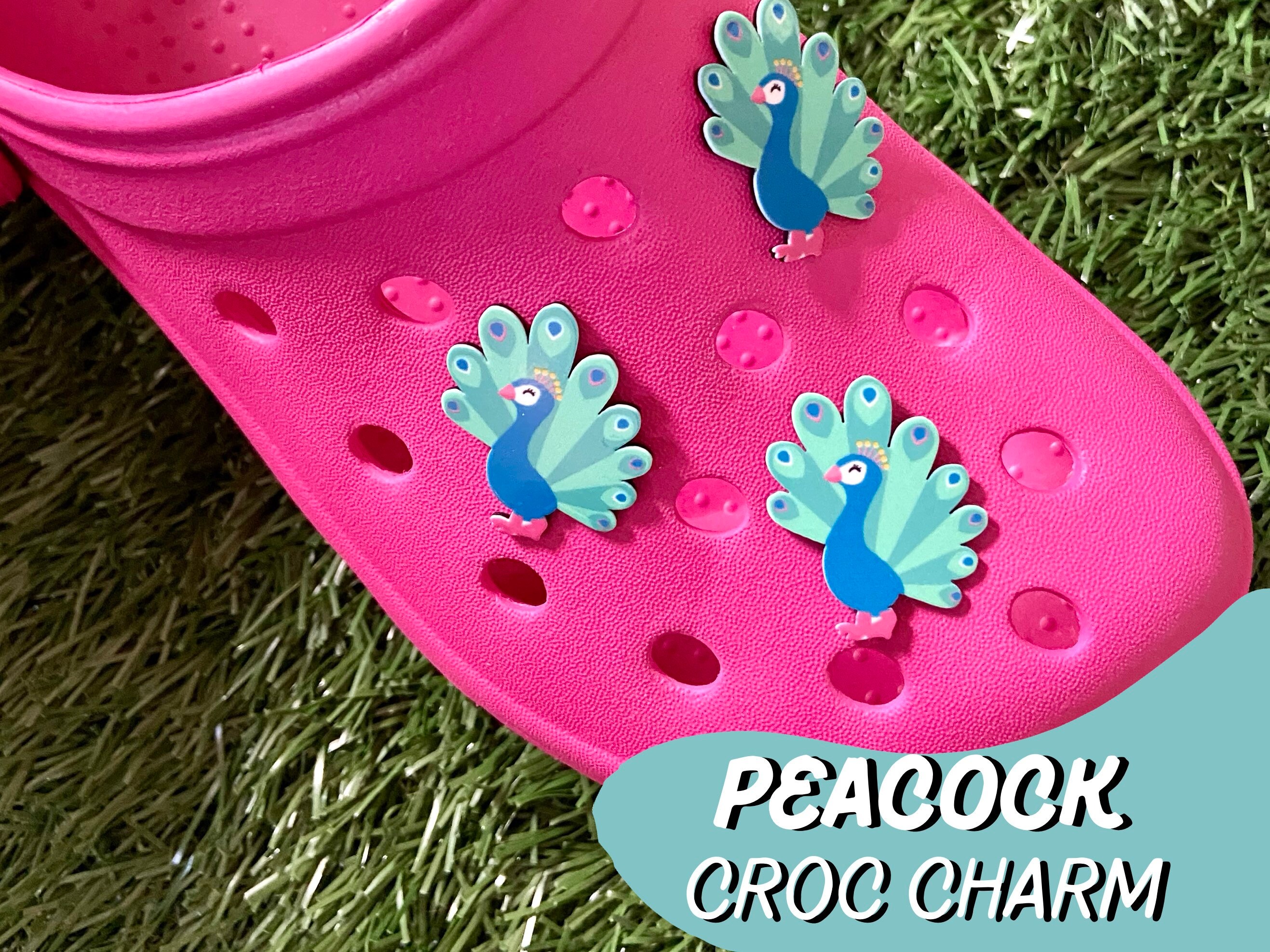 Peacock Croc Shoe Charm // Handmade // Unique // Nature // - Etsy