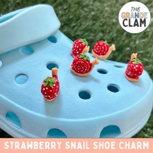 Strawberry Snail Shoe Charm // Handmade // Unique // Cottage Core