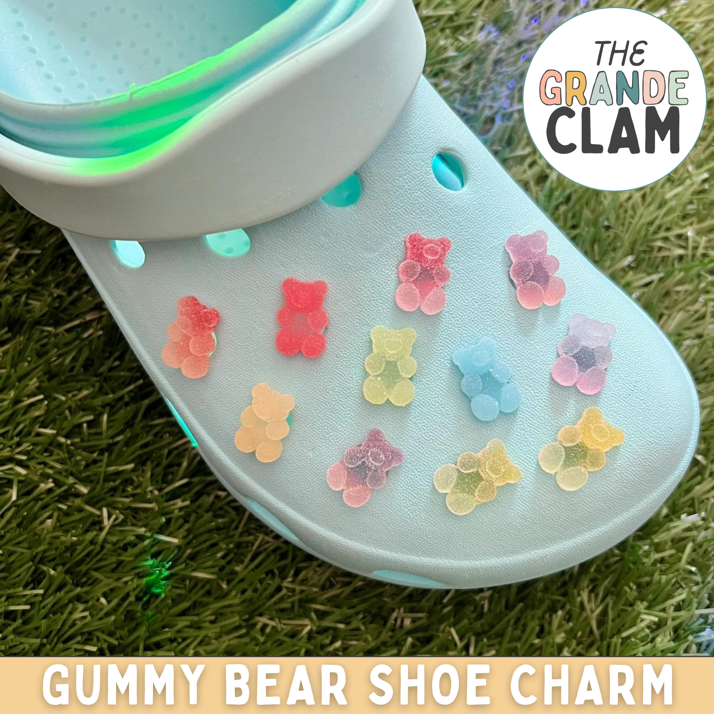 Pastel Rainbow Gummy Bear Croc Charms Set of 7 